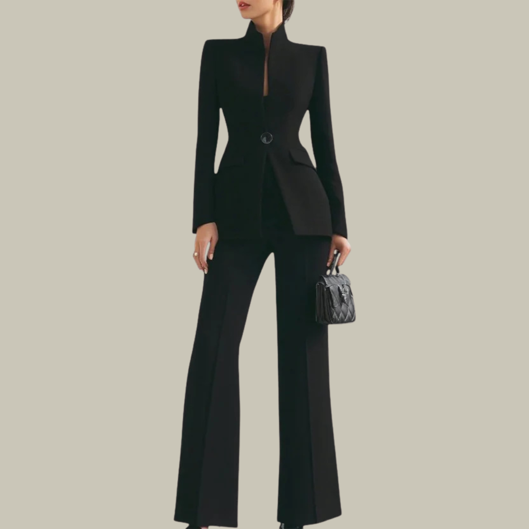 Women's Mandarin Collar Tailored Suit Set