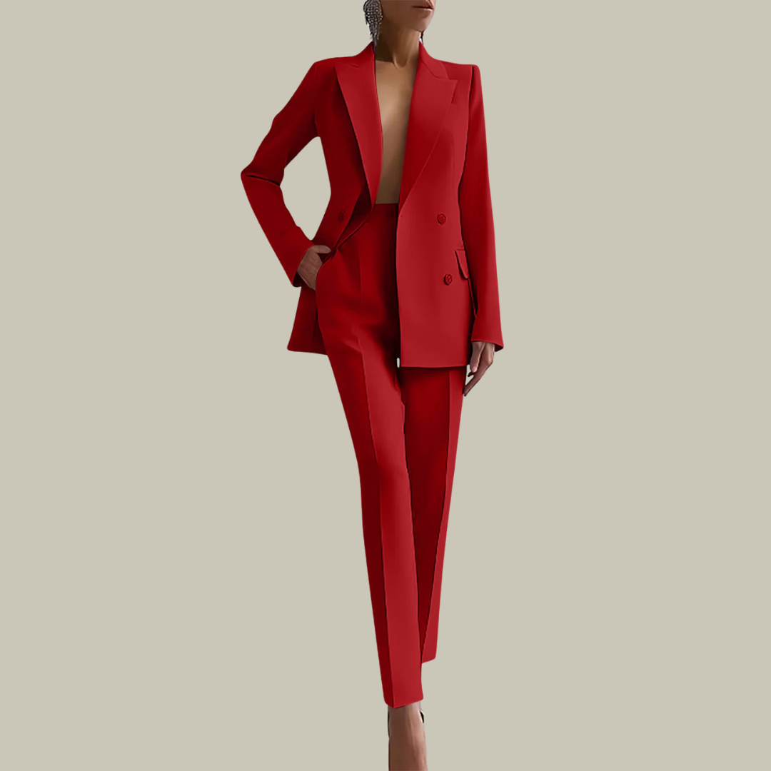 Women's Tailored Double Breasted Blazer Suit Set