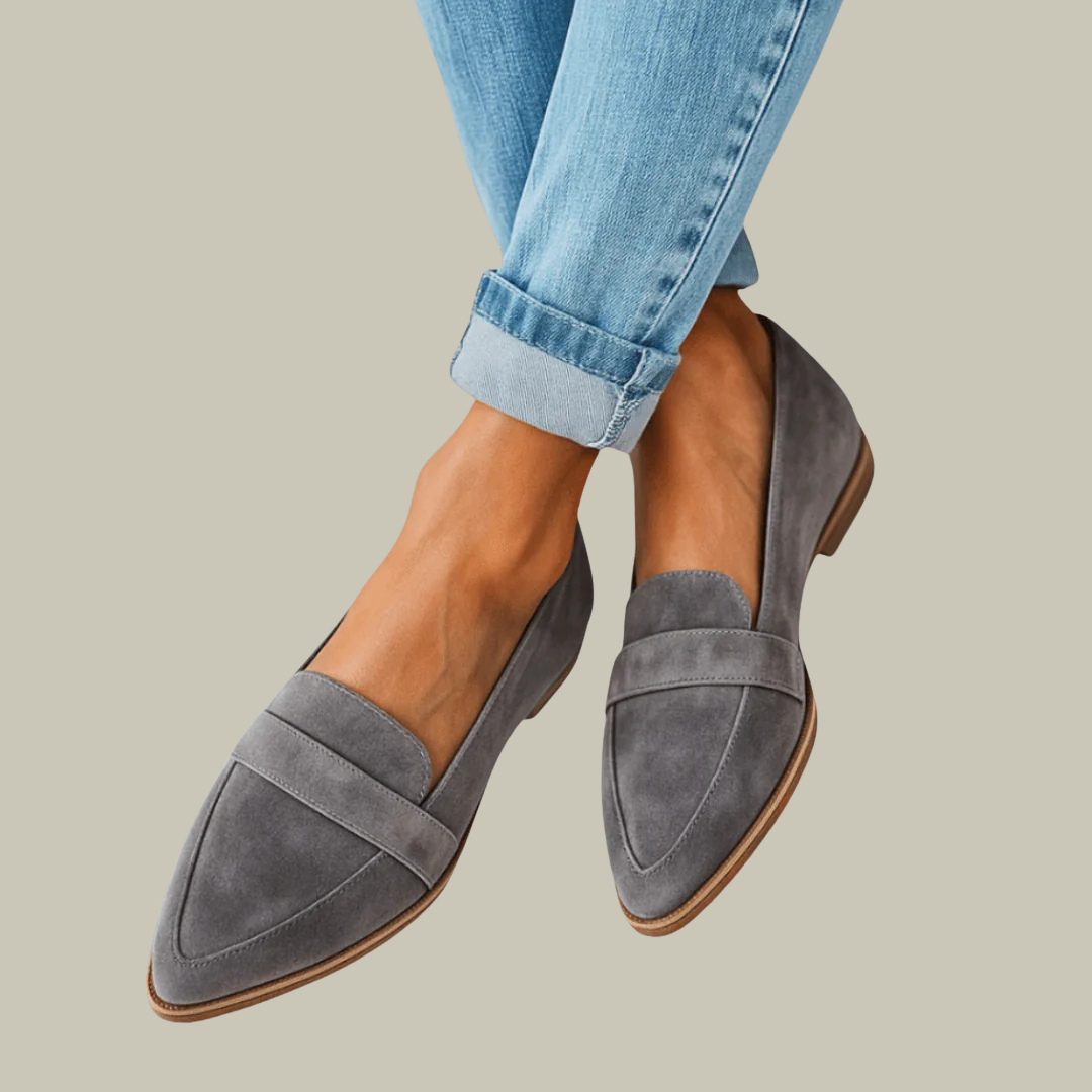 Women's Suede Pointed Toe Suede Loafer Flats
