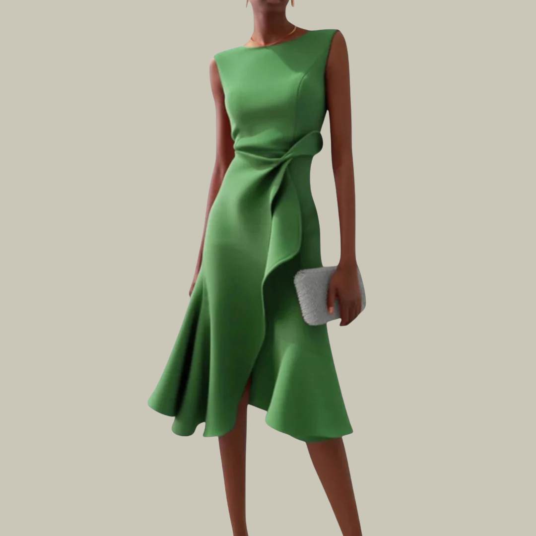 Women's Asymmetric Ruffle Cocktail Midi Dress