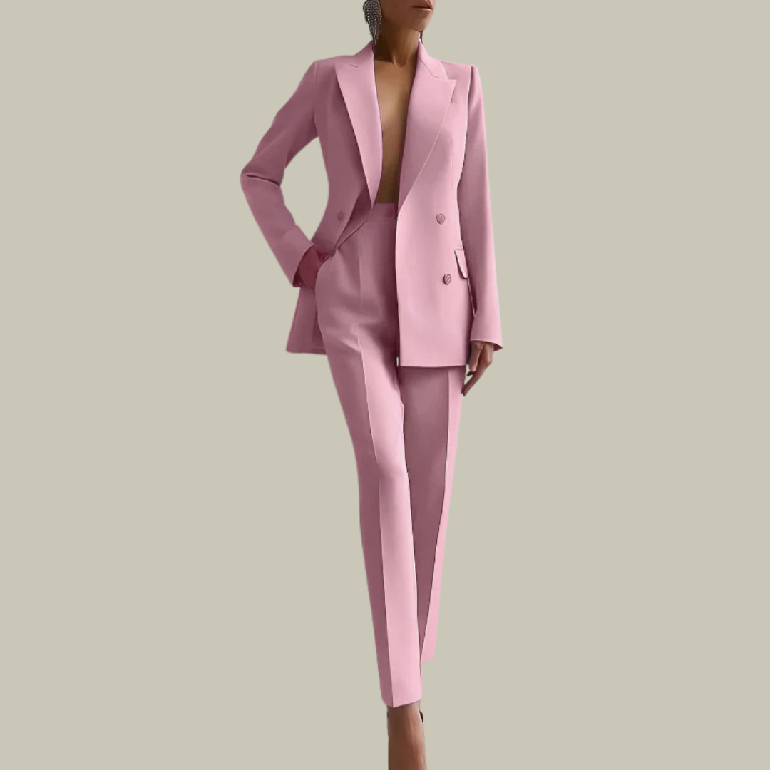 Women's Tailored Double Breasted Blazer Suit Set