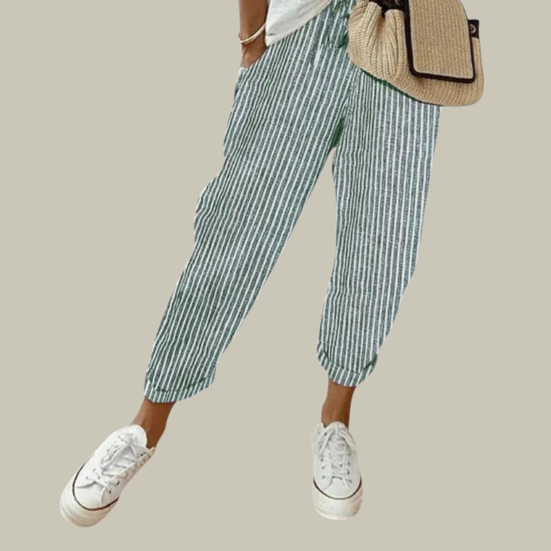 Women's Linen Relaxed Fit Tapered Trousers