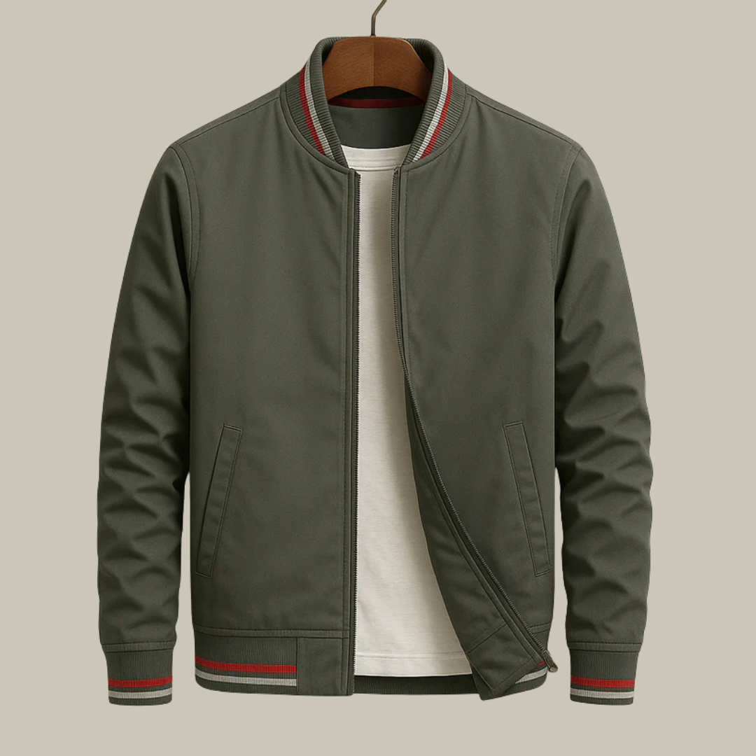Men's Bomber Zip-Up Jacket - Slim Fit Harrington Varsity Blouson