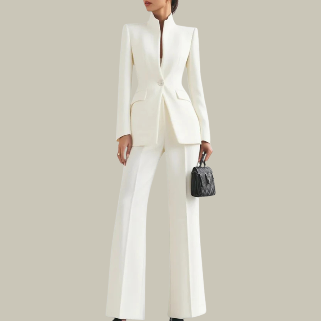 Women's Mandarin Collar Tailored Suit Set