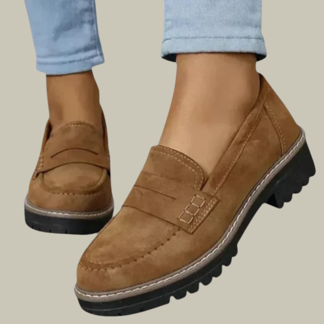 Women's Lug Sole Leather Penny Loafers