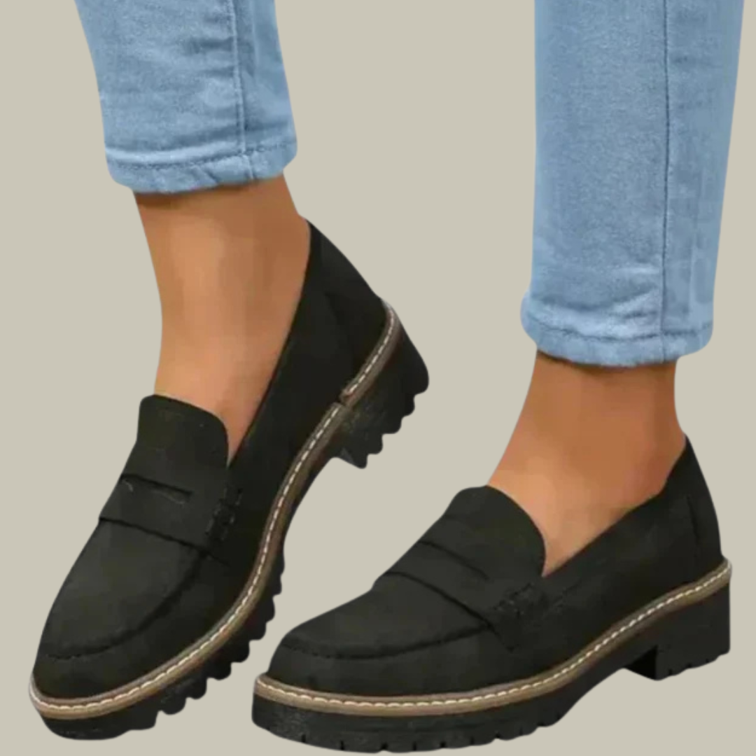 Women's Lug Sole Leather Penny Loafers