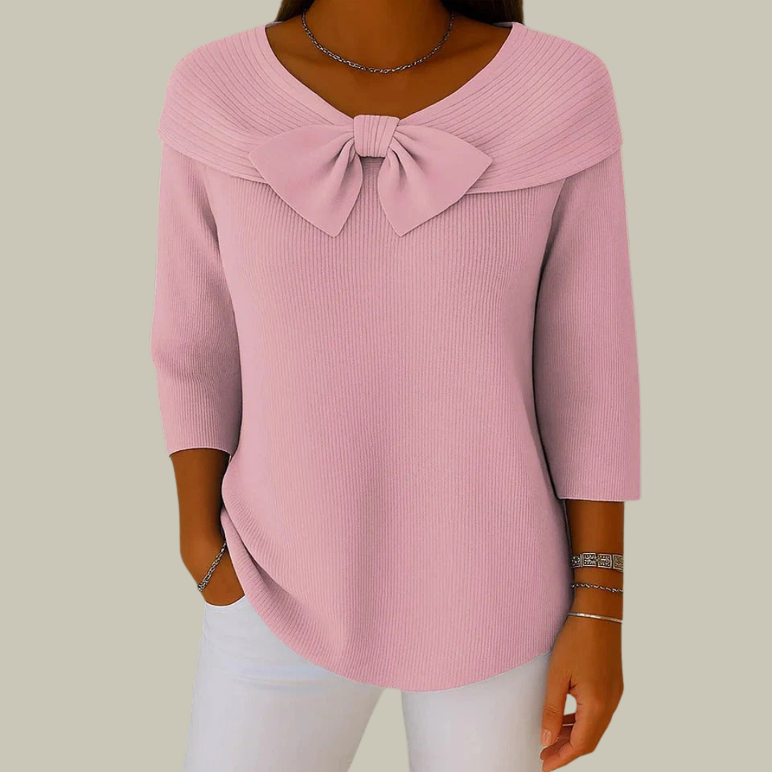 Women's Elegant Linen Ribbed Knit Top