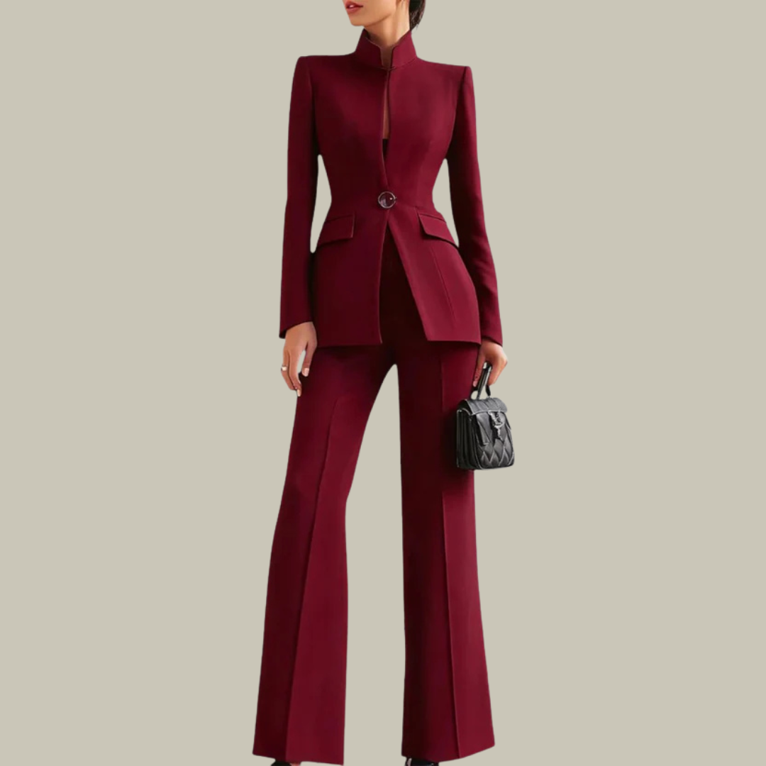 Women's Mandarin Collar Tailored Suit Set