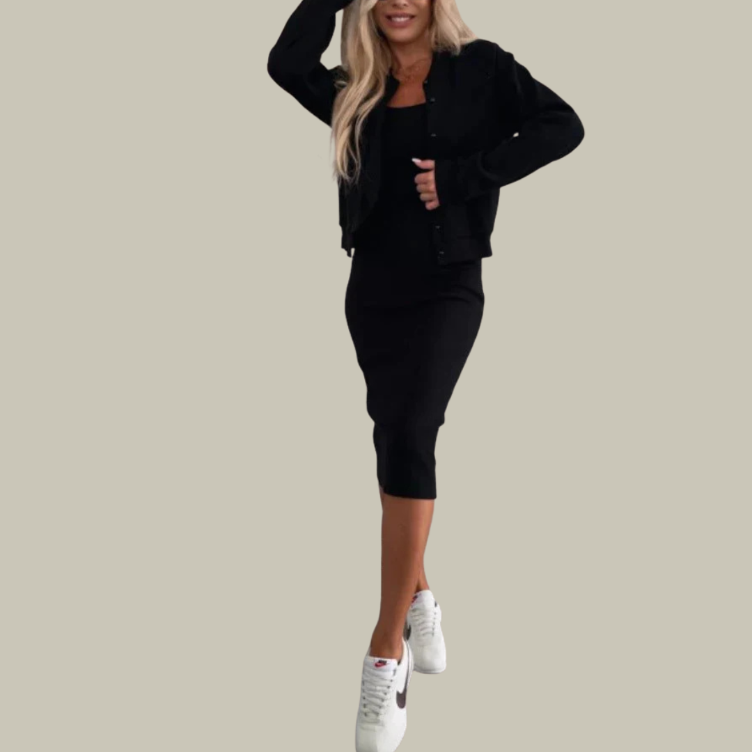 Women's Knit Blazer & Midi Dress Co-Ord Set
