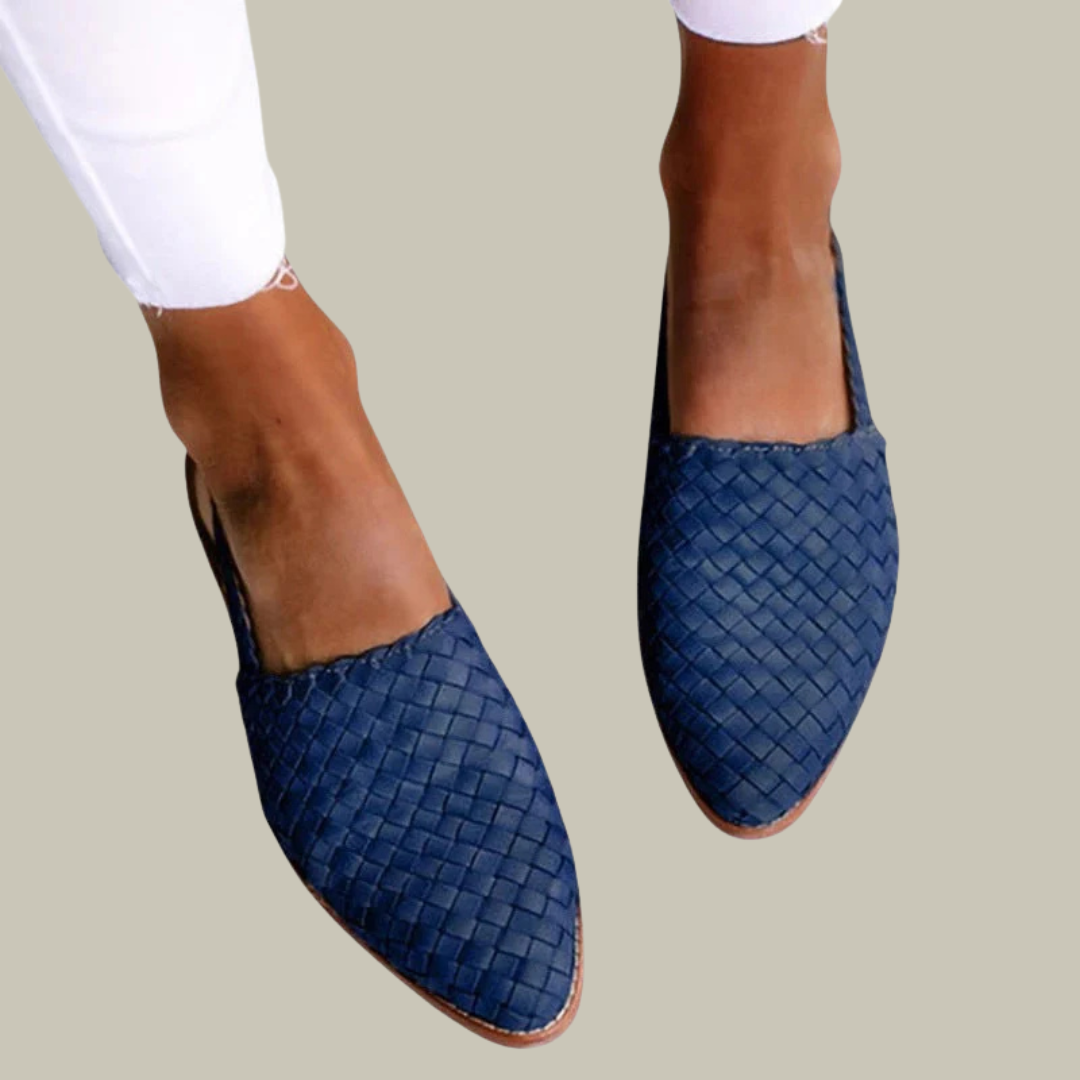 Women's Woven Leather Slingback Flats