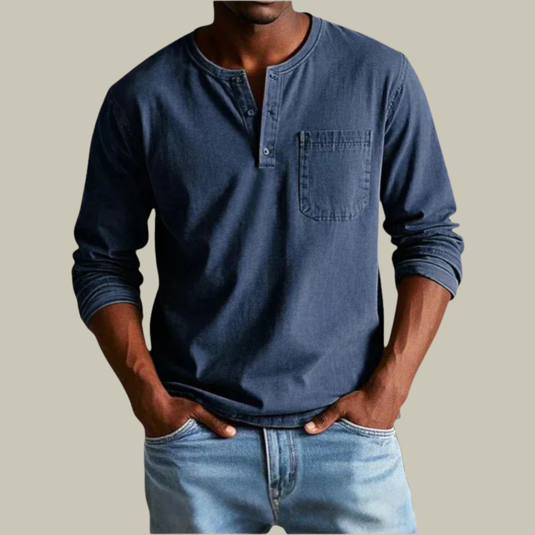 Men's Long Sleeve Breathable Henley Shirt