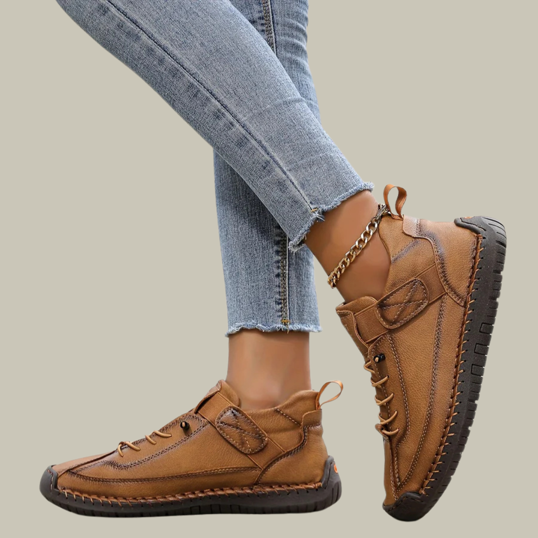 Women’s Orthopedic Walking Shoes - Wide Fit Leather Comfort Trainers