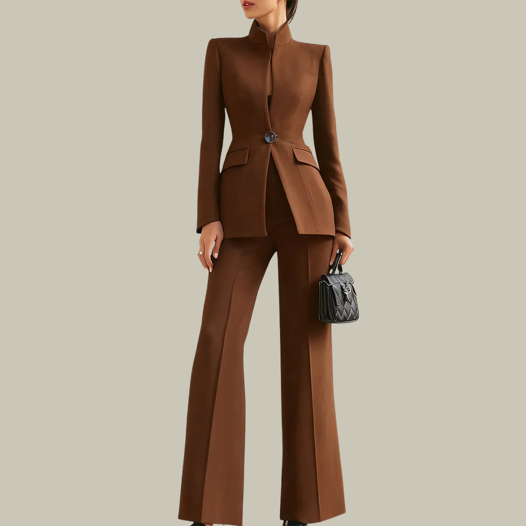 Women's Tailored Stand Collar 2-Piece Suit