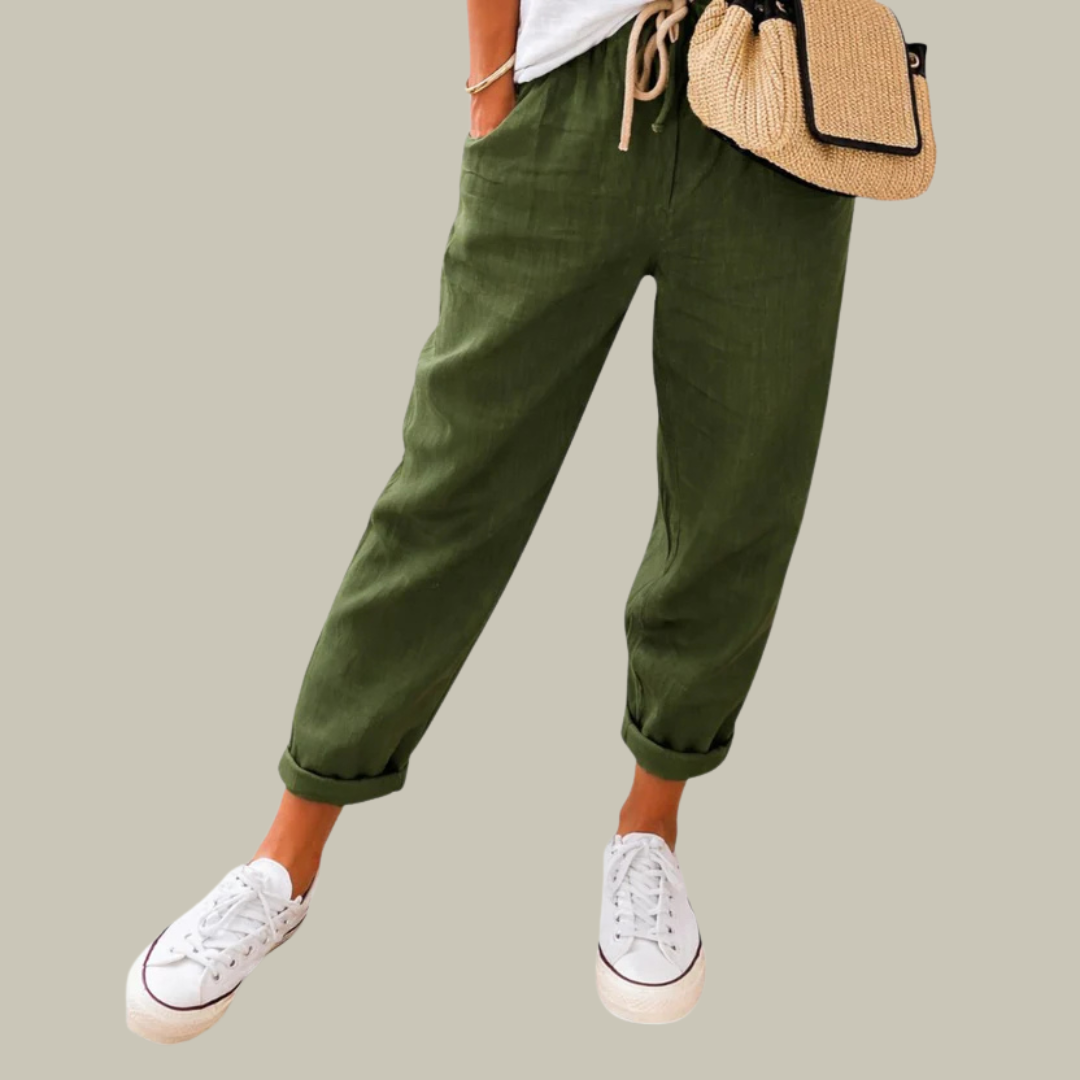 Women's Linen Relaxed Fit Tapered Trousers