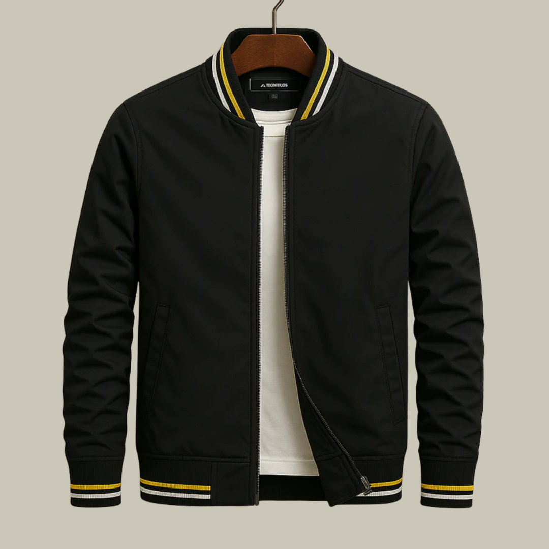 Men's Bomber Zip-Up Jacket - Slim Fit Harrington Varsity Blouson