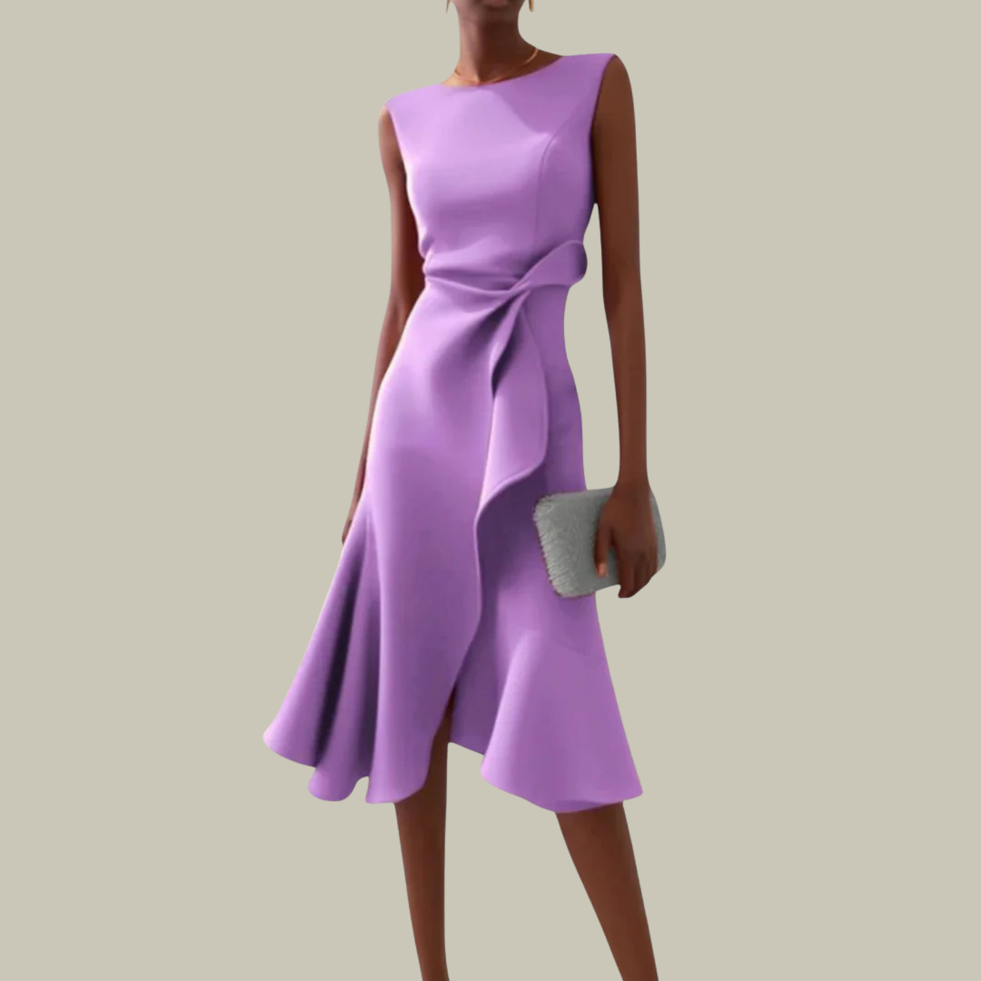 Women's Asymmetric Ruffle Cocktail Midi Dress