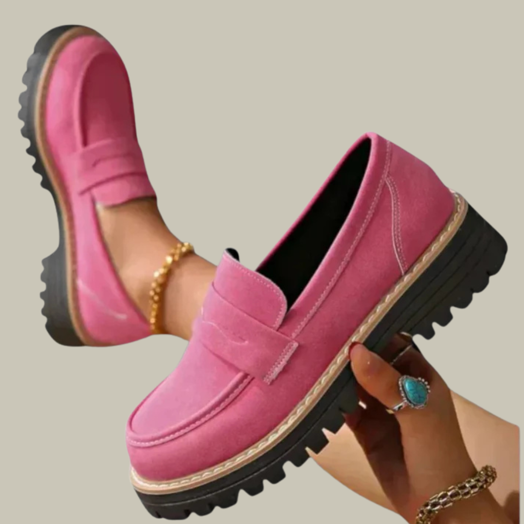 Women's Lug Sole Leather Penny Loafers