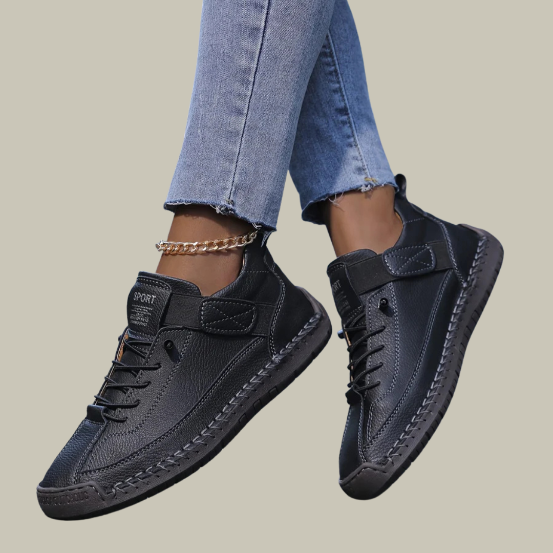 Women’s Orthopedic Walking Shoes - Wide Fit Leather Comfort Trainers