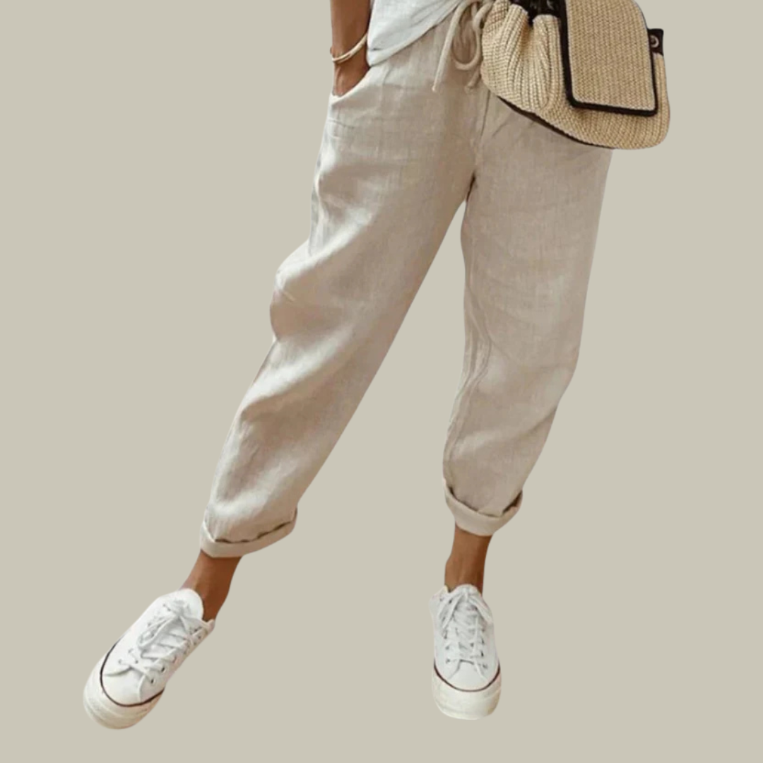 Women's Linen Relaxed Fit Tapered Trousers