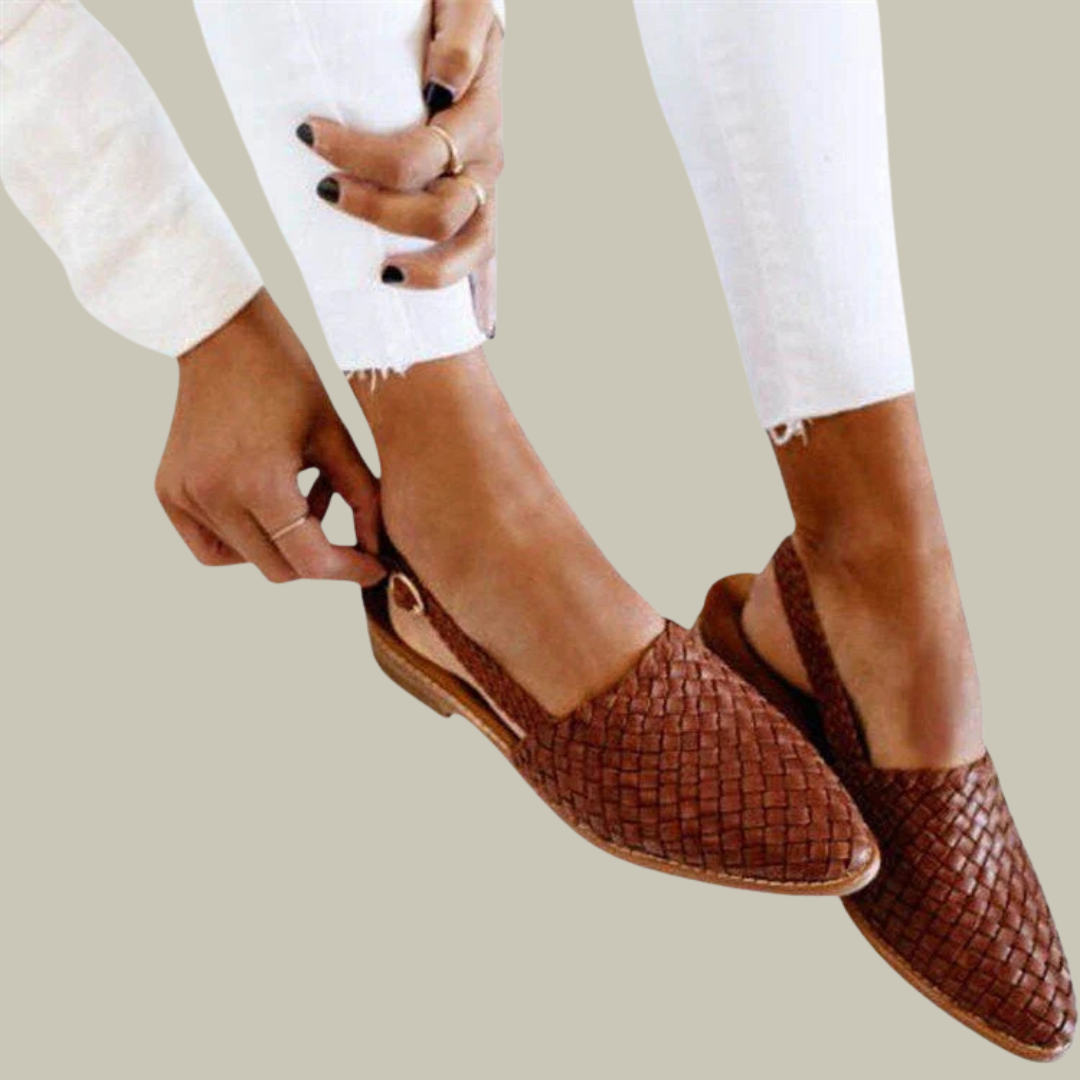 Women's Woven Leather Slingback Flats