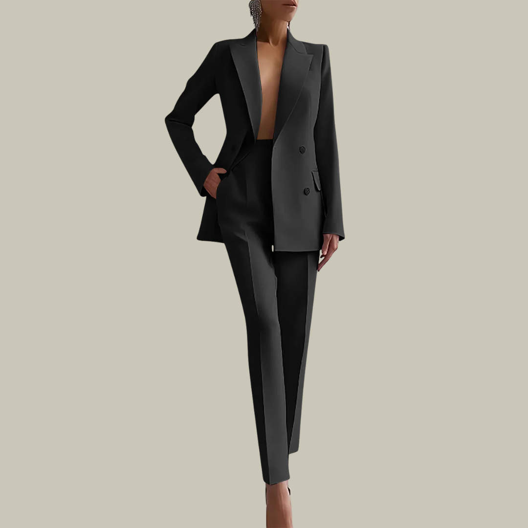 Women's Tailored Double Breasted Blazer Suit Set