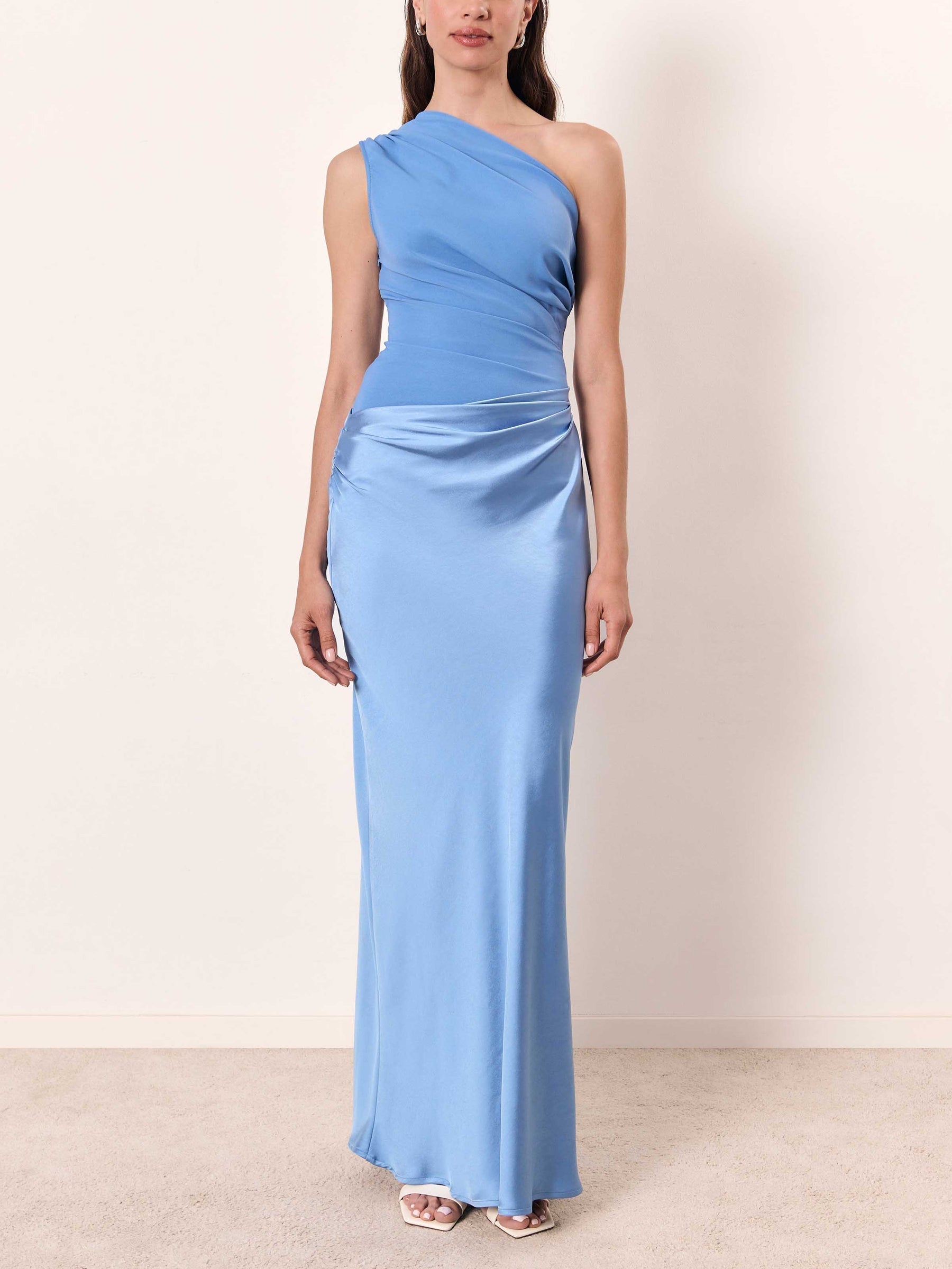 Anita™ | Elegant One Shoulder Neck Pleated Party Maxi Dress 8