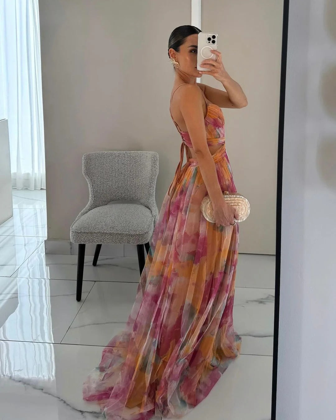 Bella Women's Long Dress – Floral Summer Dress with Adjustable Closure & Flowing Silhouette 5