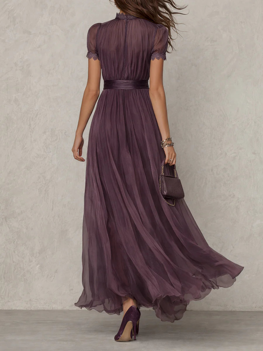 Marie • Long purple dress with keyhole neckline 2