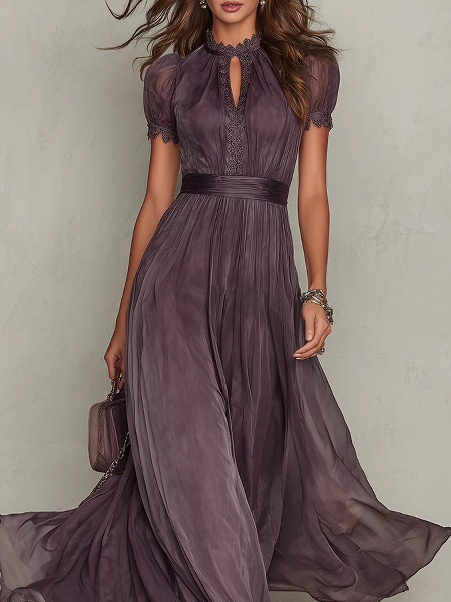 Marie • Long purple dress with keyhole neckline 3