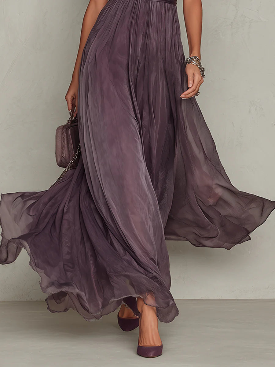 Marie • Long purple dress with keyhole neckline 4