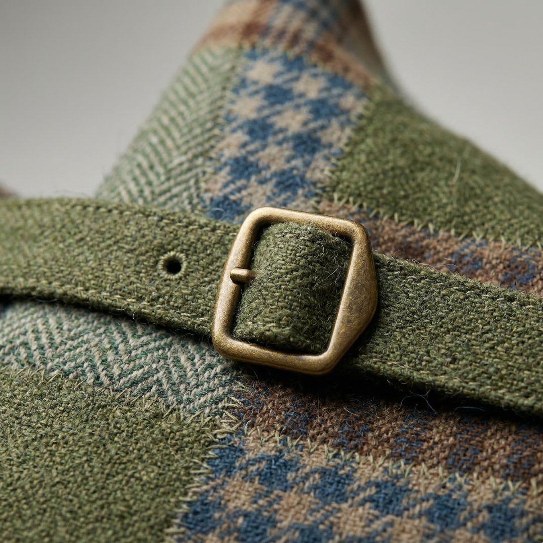Men’s Patchwork Tweed Vest Vintage Style Tailored Waistcoat 2