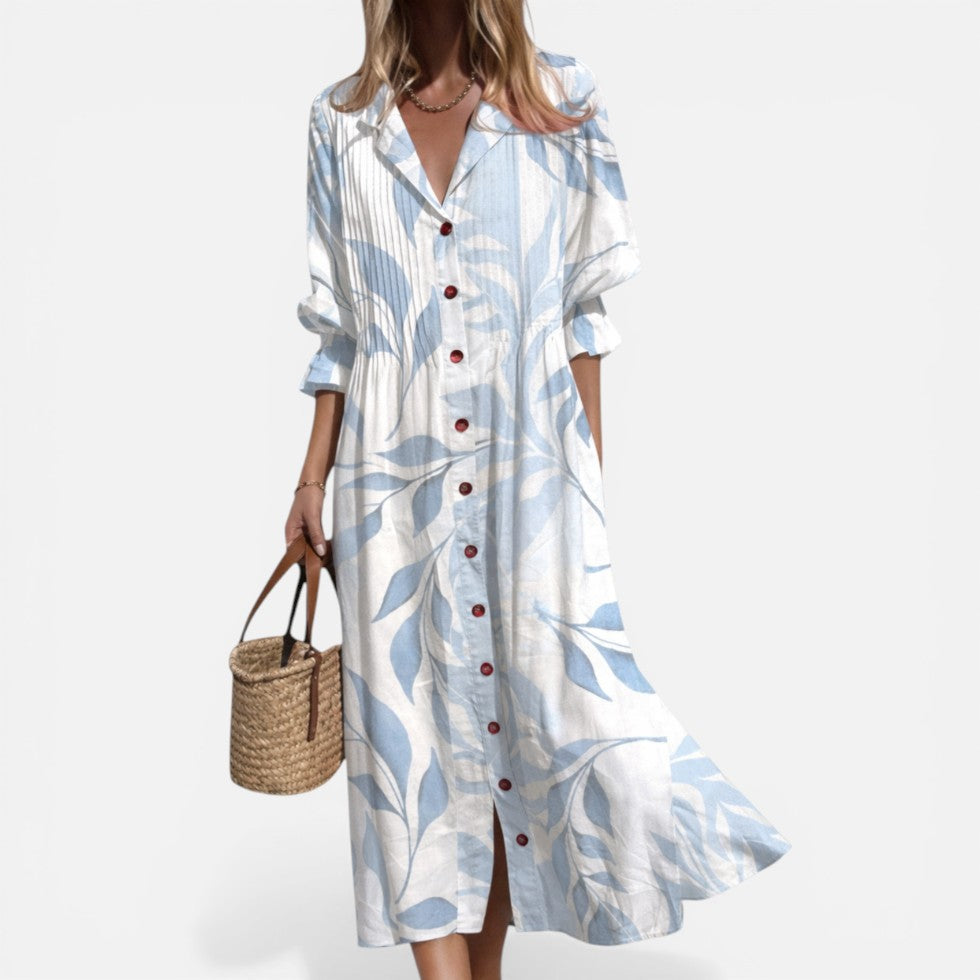 Relaxed Printed Shirt Dress with Button Front 4