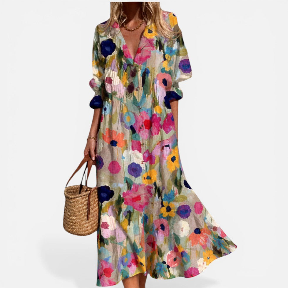 Relaxed Printed Shirt Dress with Button Front 5
