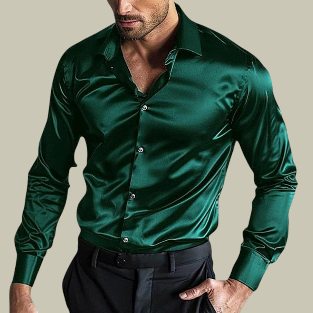 Men's Satin Shirt Long Sleeve