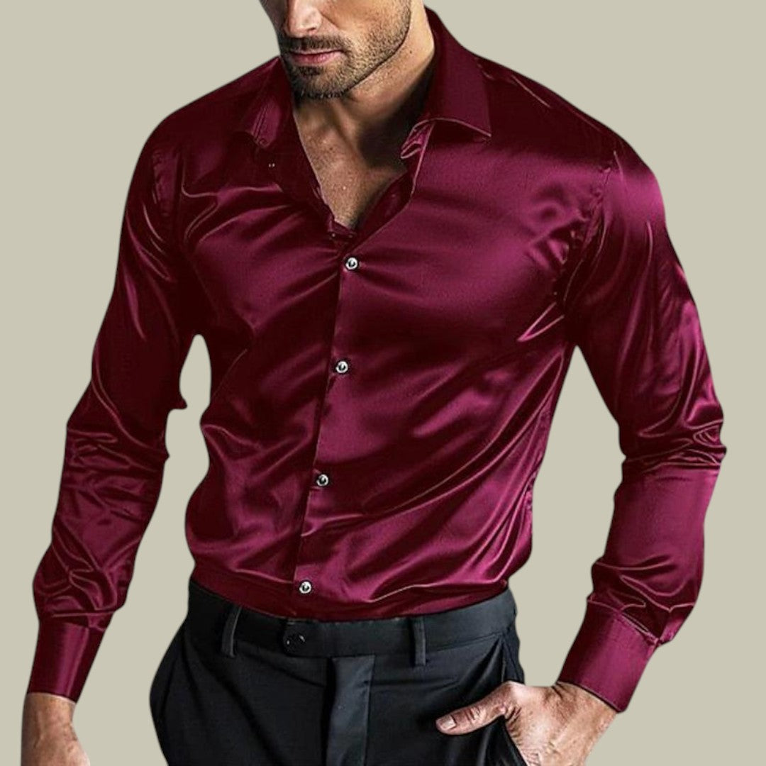 Men's Satin Shirt Long Sleeve