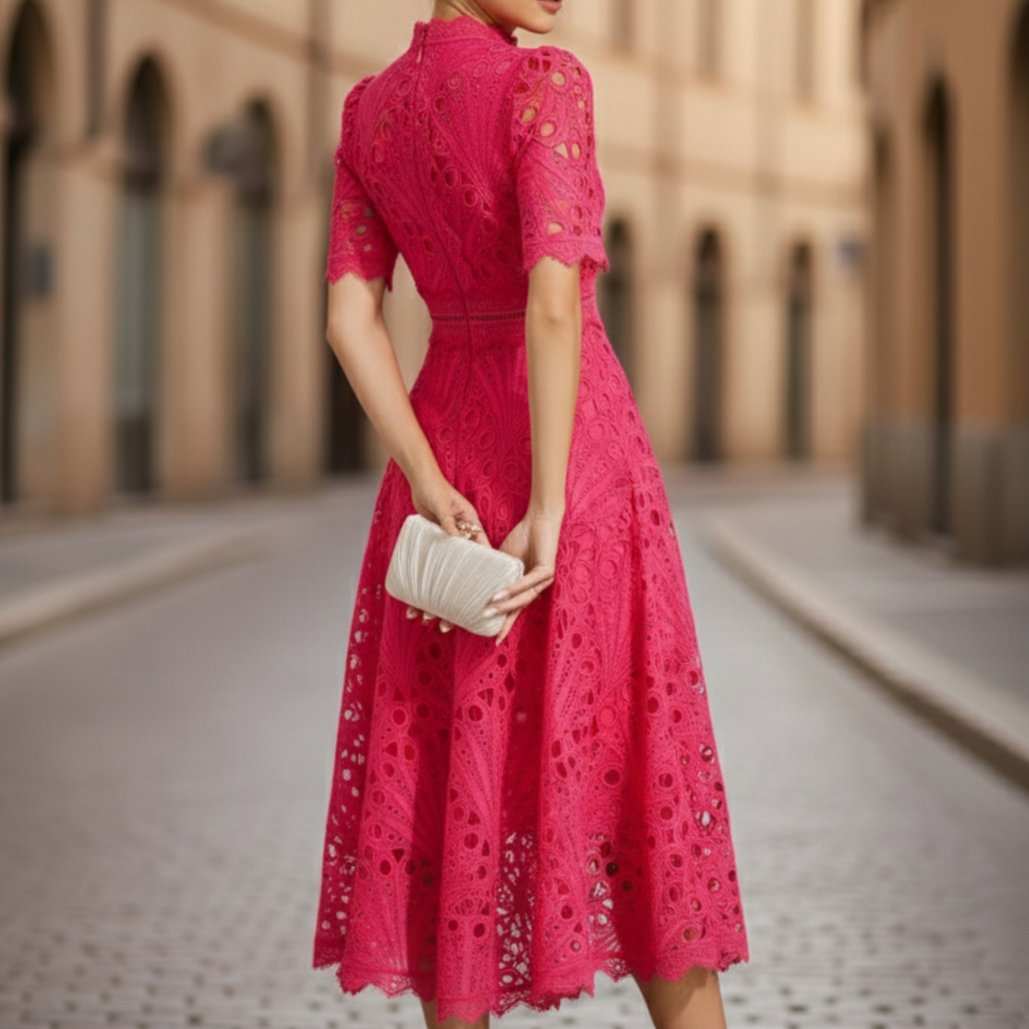 Women’s Lace High Neck Midi Dress 1