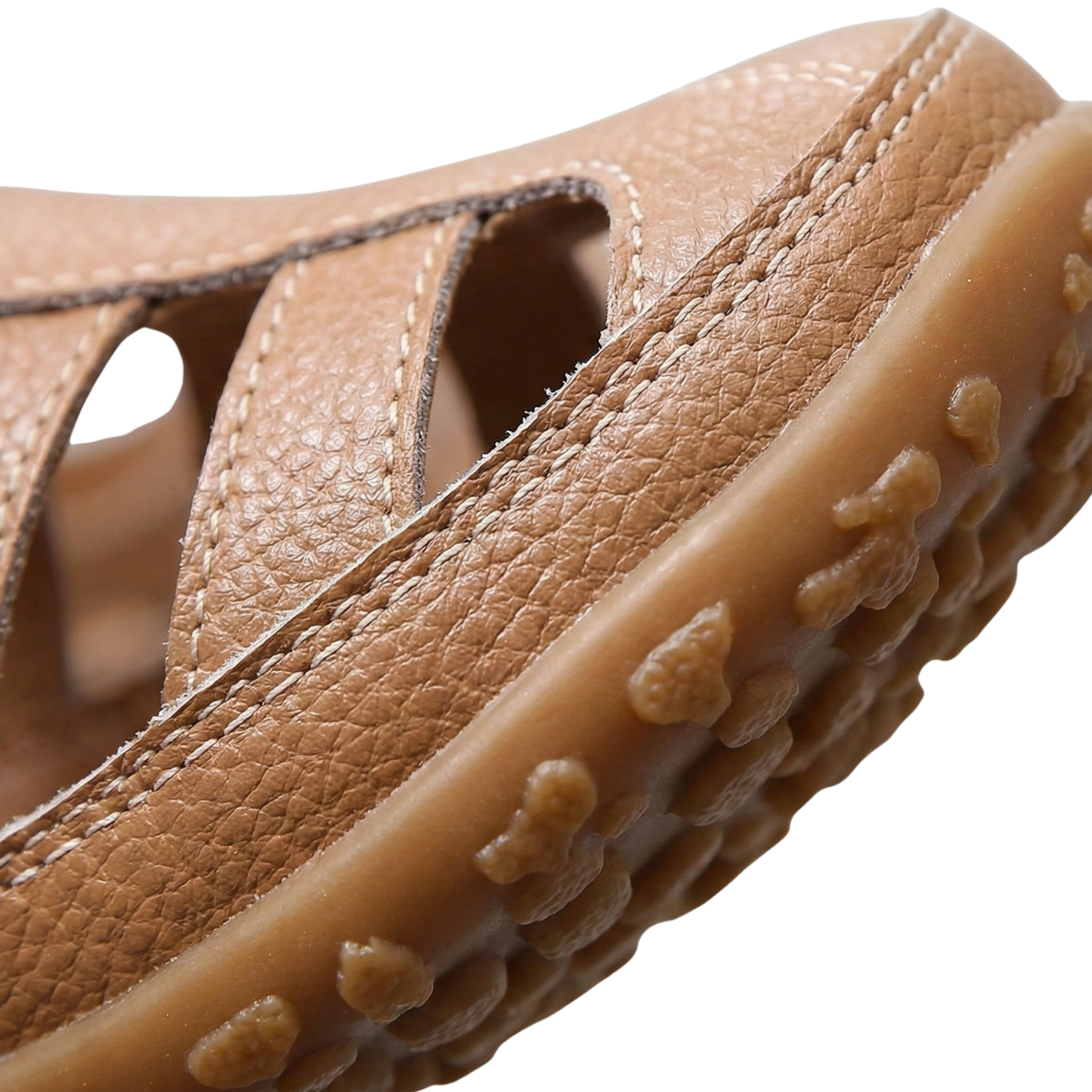 Women’s Leather Sandals Closed Toe Cutout Comfort Shoes 1