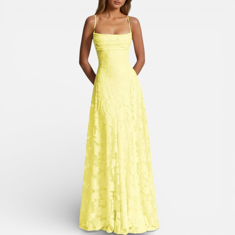 Women's maxi dress with spaghetti straps and flared skirt 6