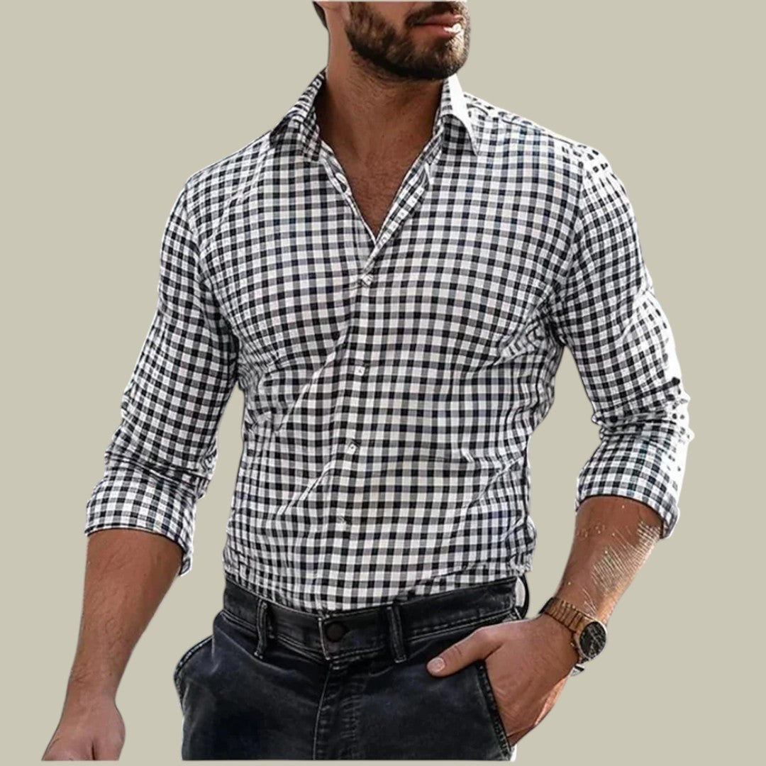 Men's Slim Fit Striped Dress Shirt - Formal Business Office Top