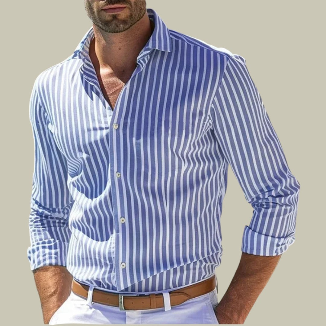 Men's Slim Fit Striped Dress Shirt - Formal Business Office Top